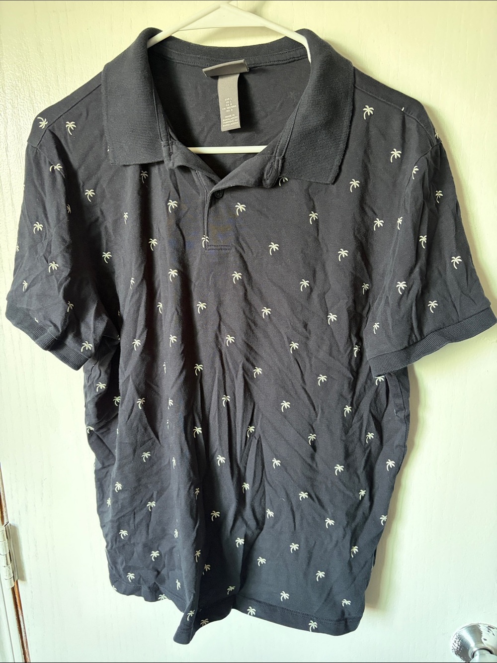 H&M Polo Shirt with Small White Palm Trees